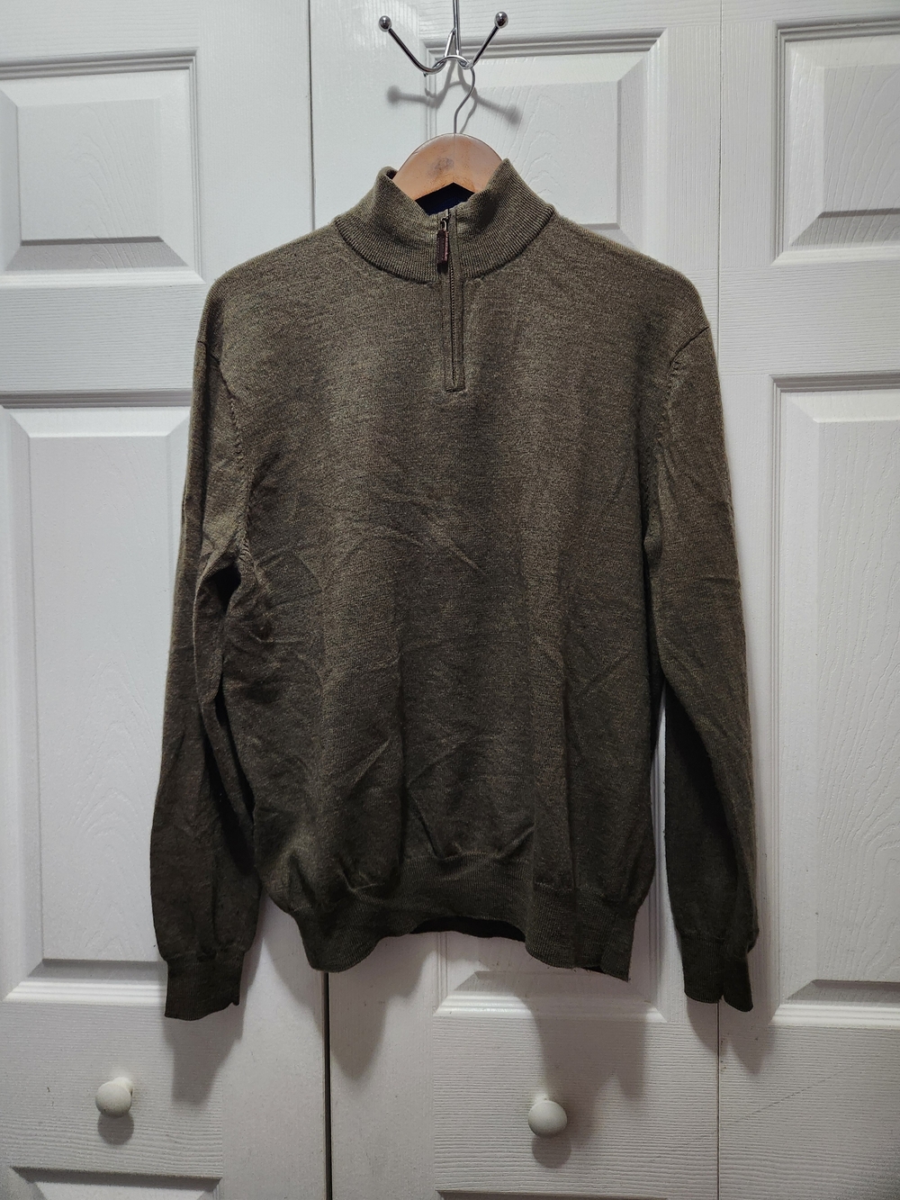 Club Room Olive Green Half-Zip Mock Neck Sweater